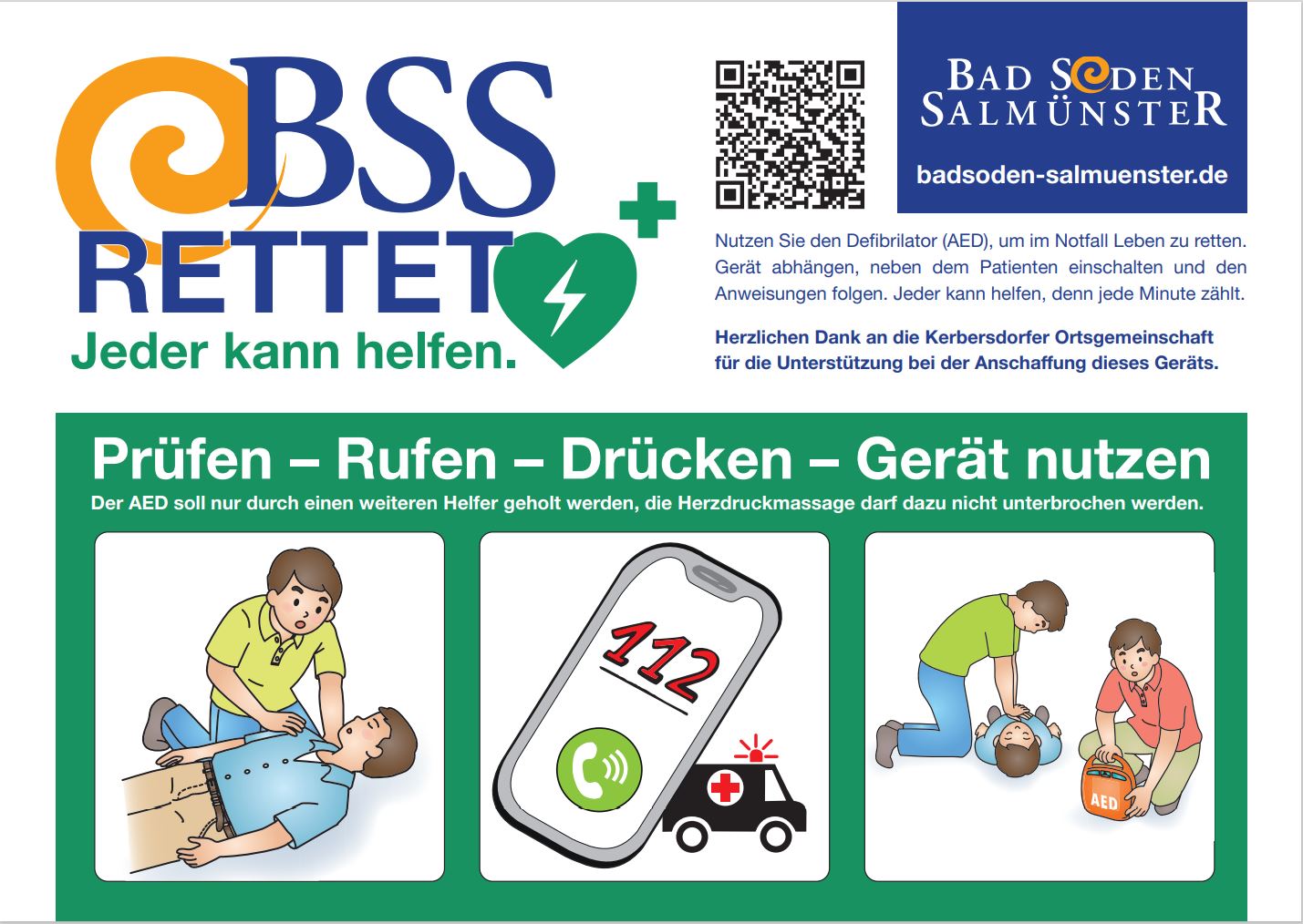 AED Hinweistafel Kerbersdorf